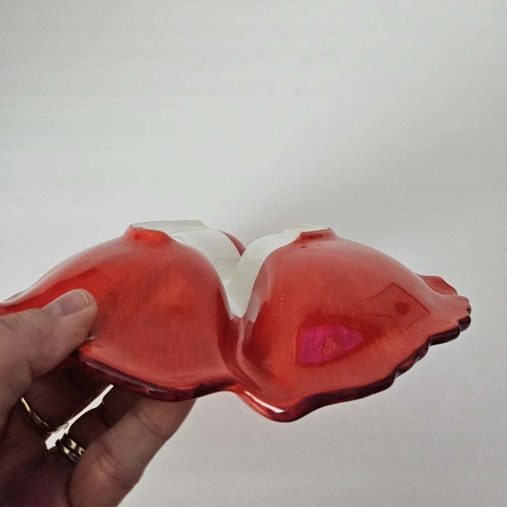 VTG Clay Art Pottery Poppy Divided Dish 2001 California Pottery